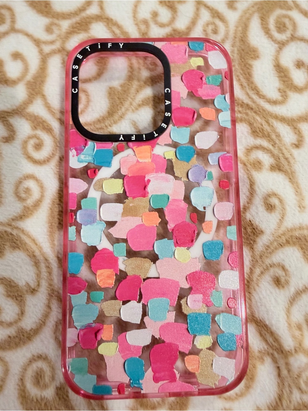 Casetify Pink Multicolor Confetti Paint-Splash iPhone 14 Pro MagSafe Case